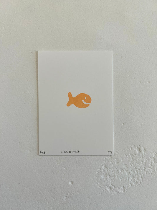 Linocut - Goldfish Mini Print